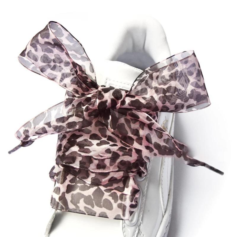 Leopard Lace Shoelaces Leopard Print Shoe Laces Fashion Shoe Accessories Decorative Laces for Sneakers Boots One Pair