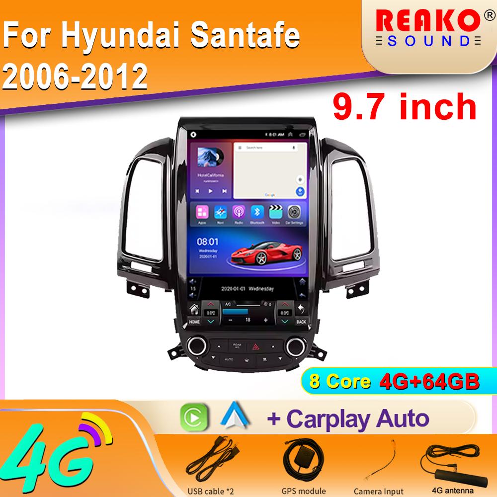 4G For Hyundai Santafe 2006-2012 Car Radio Android Auto GPS Navigation Head Unit Multimedia Player Video Output WIFI 2din DVD