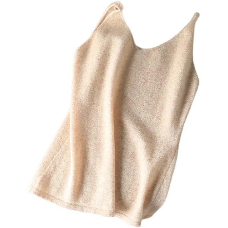 

2022 Knit V-Neck Sleeveless Camisole Vest - Women s Versatile All-Season Top XL [120-130 lbs] бежевый