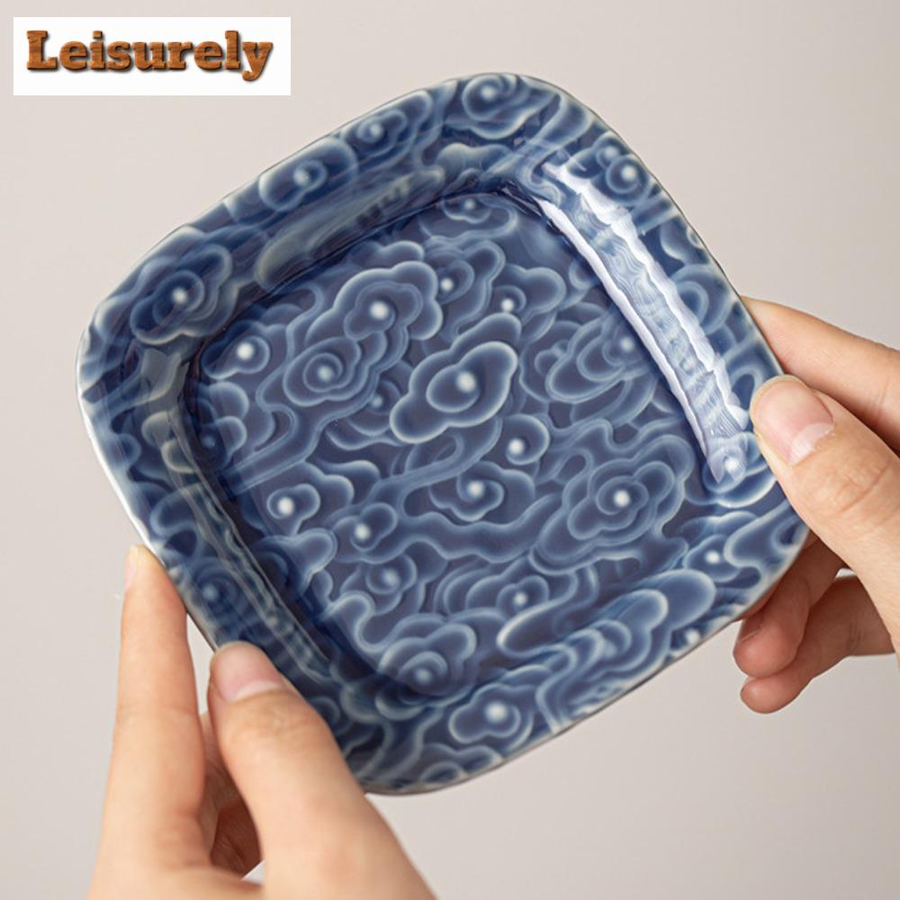 Chinese Cloud Square Dish Mini Dim Sum Dried Fruit Soy Sauce Saucer Dried Fruit Basket Candy Cake Stand Tea Living Room Table
