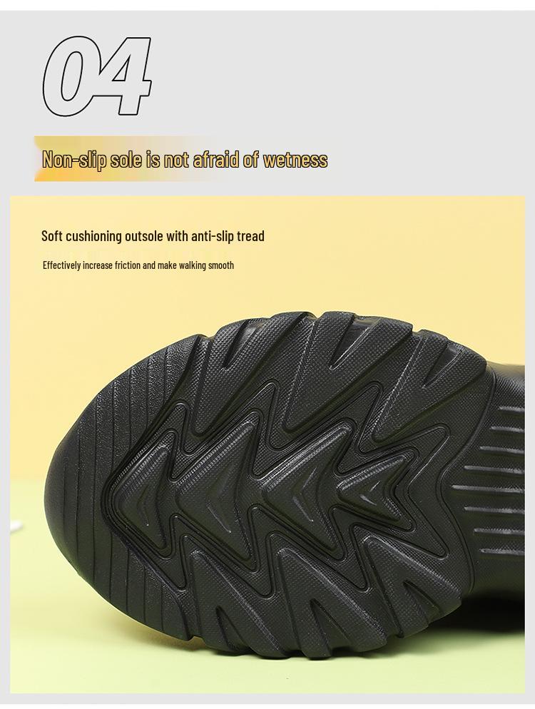 Zwarte Waterdichte Leren Sneakers voor Dames - Dikke Zool, Lichtgewicht, Antislip Casual Reisschoenen