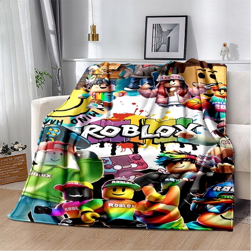 3D flanelová deka R-Robloxs Kreslená Hra Měkká Teplá Přehozovádeka na Postel Ložnici Pokoj Obývací Pokoj Cestování Kempování Piknik Dárek