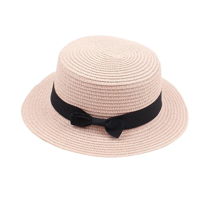 Women's British-Style Summer Hat Simple Small-Brimmed Straw Hat Korean-Style Bow-Knot Flat-Top Sun Hat Popular Women's Straw Hat