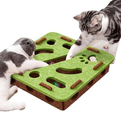 Pet Cat Puzzle Maze Holes Toys Felt Box With Bell Ball Kitten Playing Toys Interactive Funny Cat Supplies