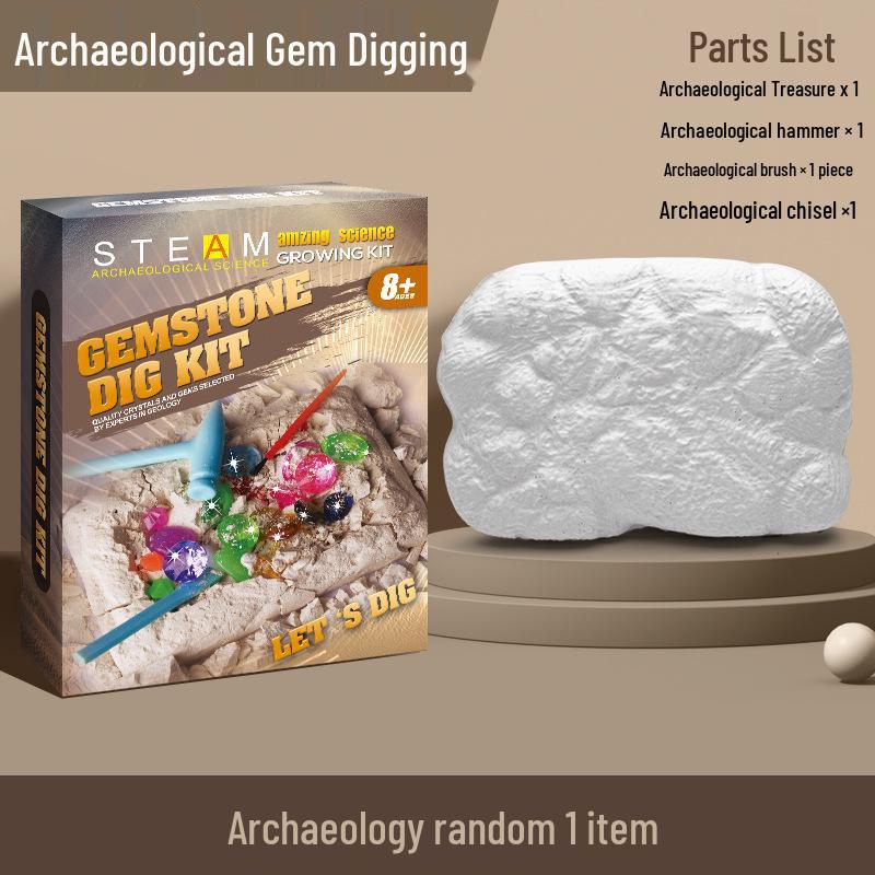 Kids' Luminous Gemstone Digging Set: Archaeological Treasure Hunt Crystal & Diamond Blind Box for Boys and Girls