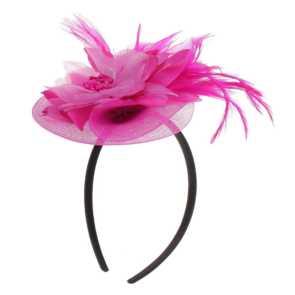 Fancy Dress Feather Fascinator Flower Veil Hat Hairband Party Costume