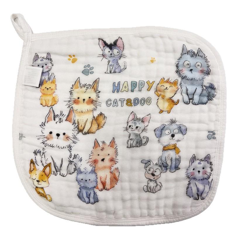 Soft Breathable Baby Face Washcloth Bib, Six-Layer Gauze