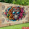 2D Floral Tattoo Skull Sunglasses Background for Halloween & Cinco De Mayo Event Decoration