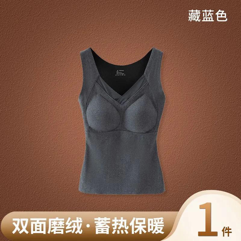 

Новый графеновый терможилет женский горячий топ с нагрудной подушечкой бесшовный V-образный вырез облегающий базовый топ на зиму 2XL140-80kg