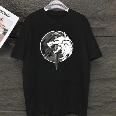 Wolf & Sword Totem Graphic T-Shirt,Soft Breathable & Fade-Resistant, Classic Fit for Daily Casual Wear