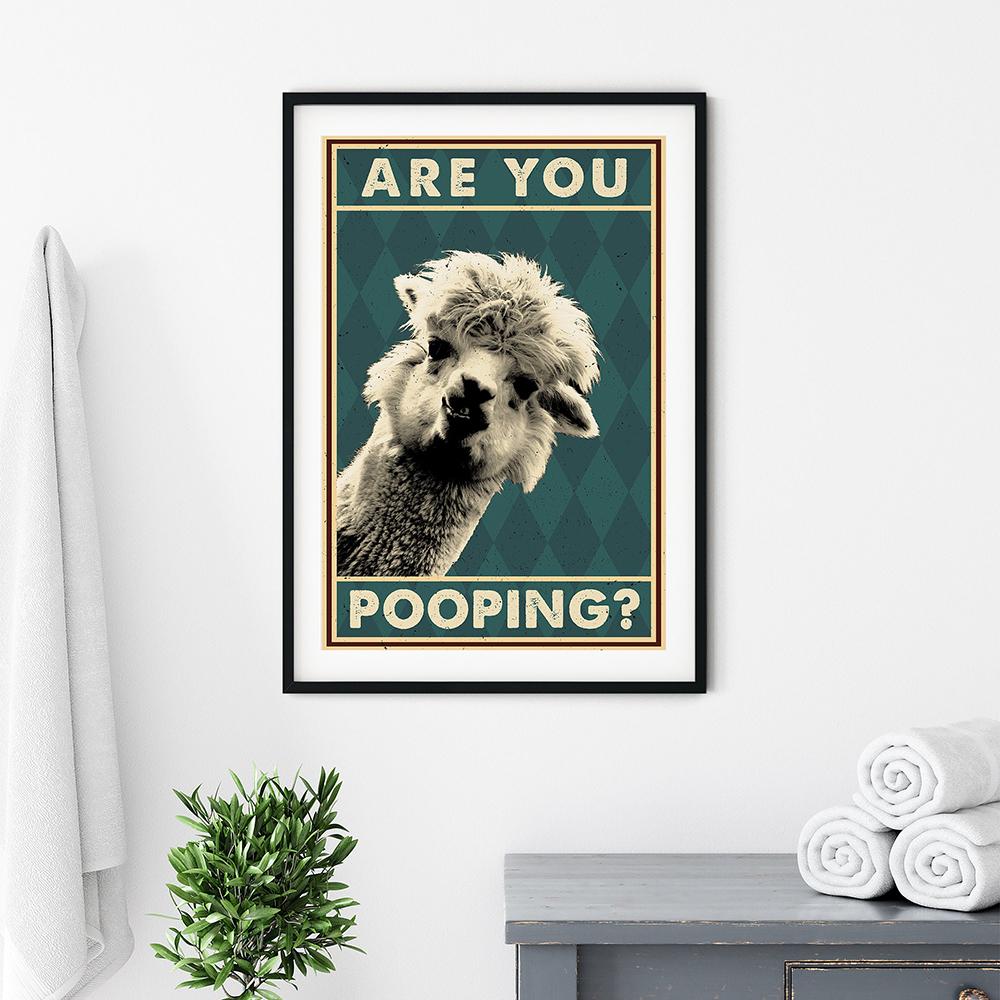 Lama Amuzantă Drăguță Ești Caca Poster Vintage Decor Baie Artă de Perete Pictură pe Pânză Cadou Toaletă Imagini Alpaca Imprimeuri