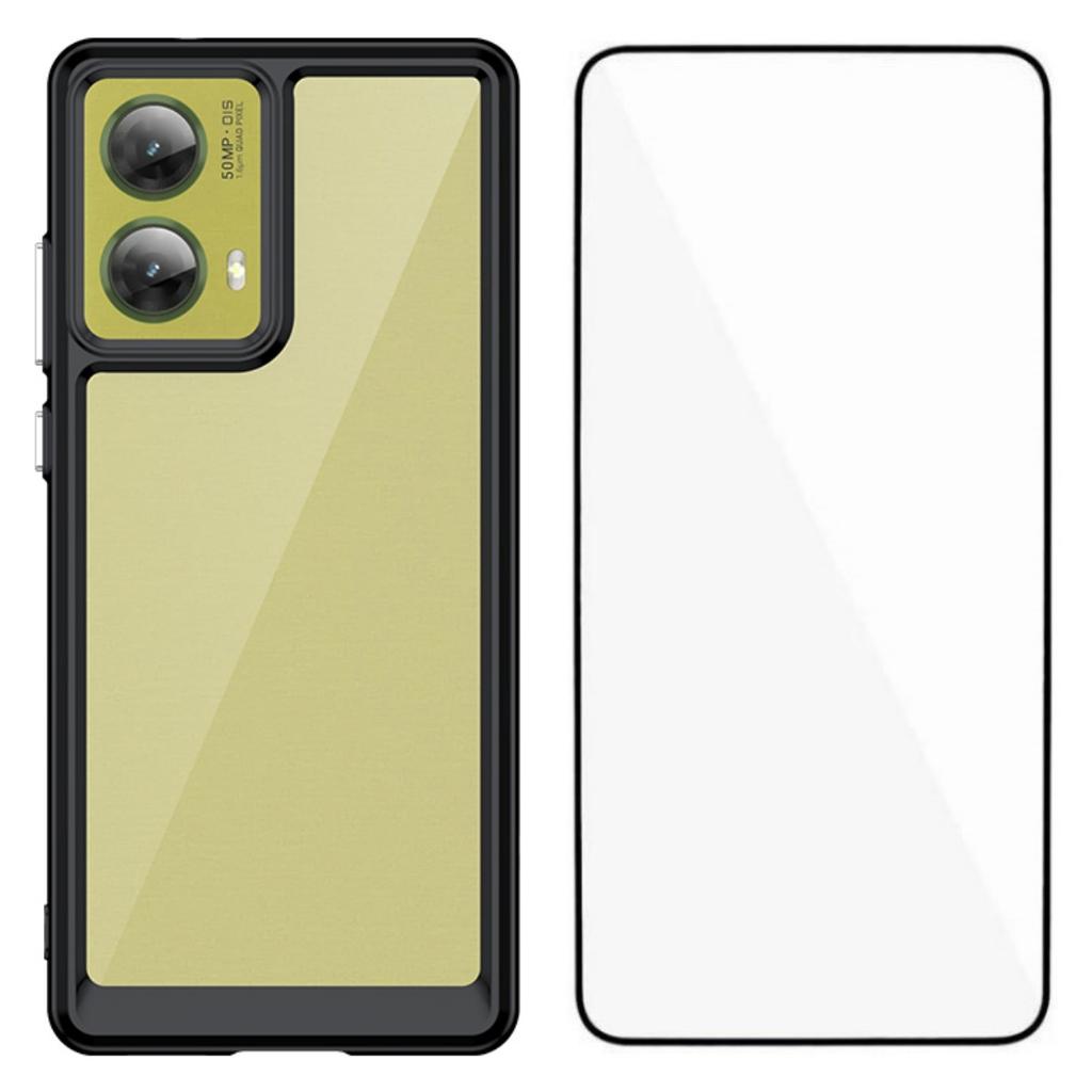 For Motorola S50 Neo 5G/Motorola Moto G85 5G Phone Case WANLONFENG XC Series TPU Acrylic Cover with Tempered Glass (Big Lens Hole)