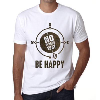 Herren Vintage T-Shirt Grafik T-Shirt No Wrong Way BE Happy Weiß