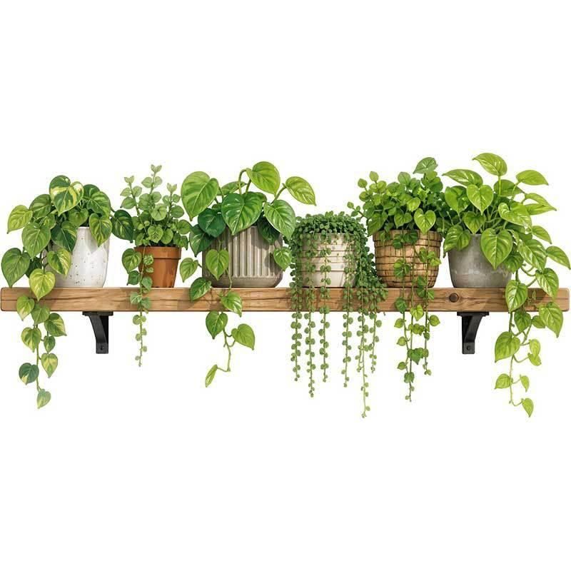 3D Green Hanging Plants Wall Sticker Wall Decals Removable Potted Greenery Bedroom Living Room Home Decoration
