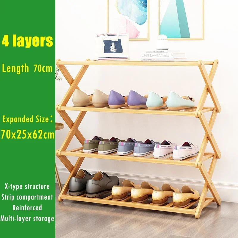 Multilayer Bamboo Folding Shoe Rack Entrance Hallway Storage Shelf Home Furniture Shoes Cabinet Space Saving Organizer