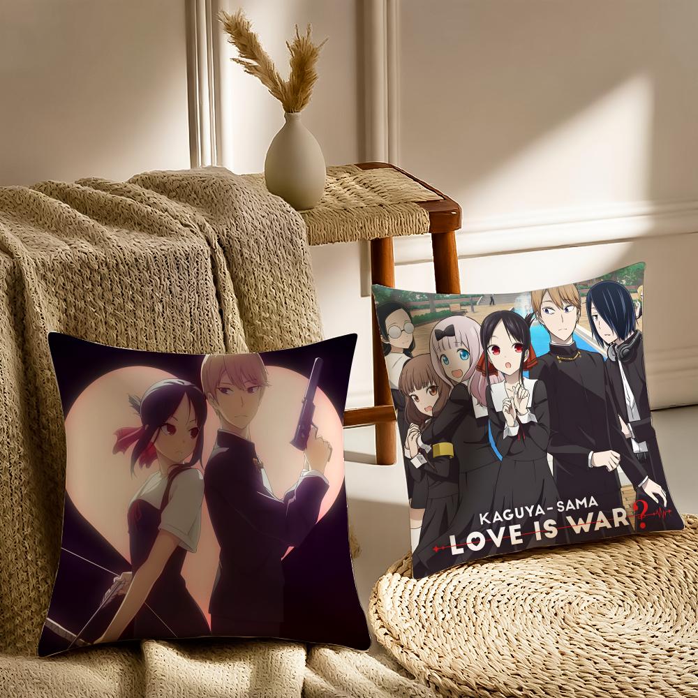 K-Kaguya Sama Love Is War Cushion Cover Washable Linen Pillowcase Soft For Sofa Bed Cozy Home Room Decor