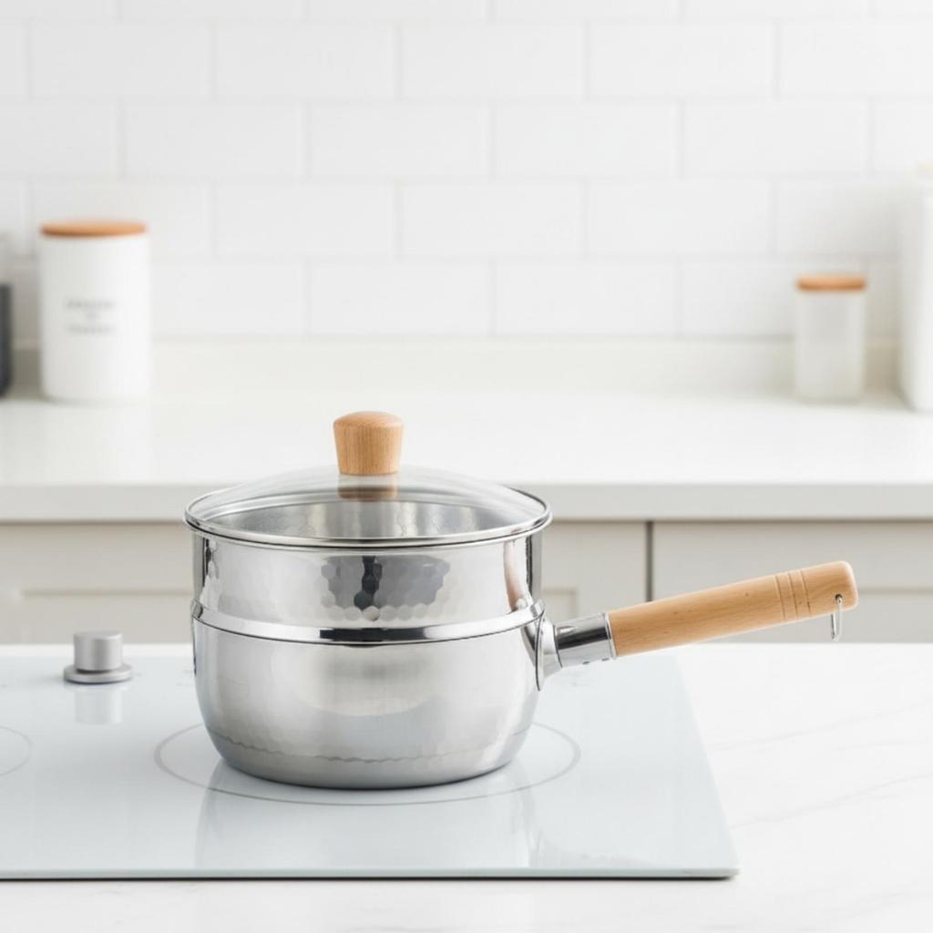 Uncoated Hammered Steel Pot with Lid | doubleSpout, Yukihira Saucepan