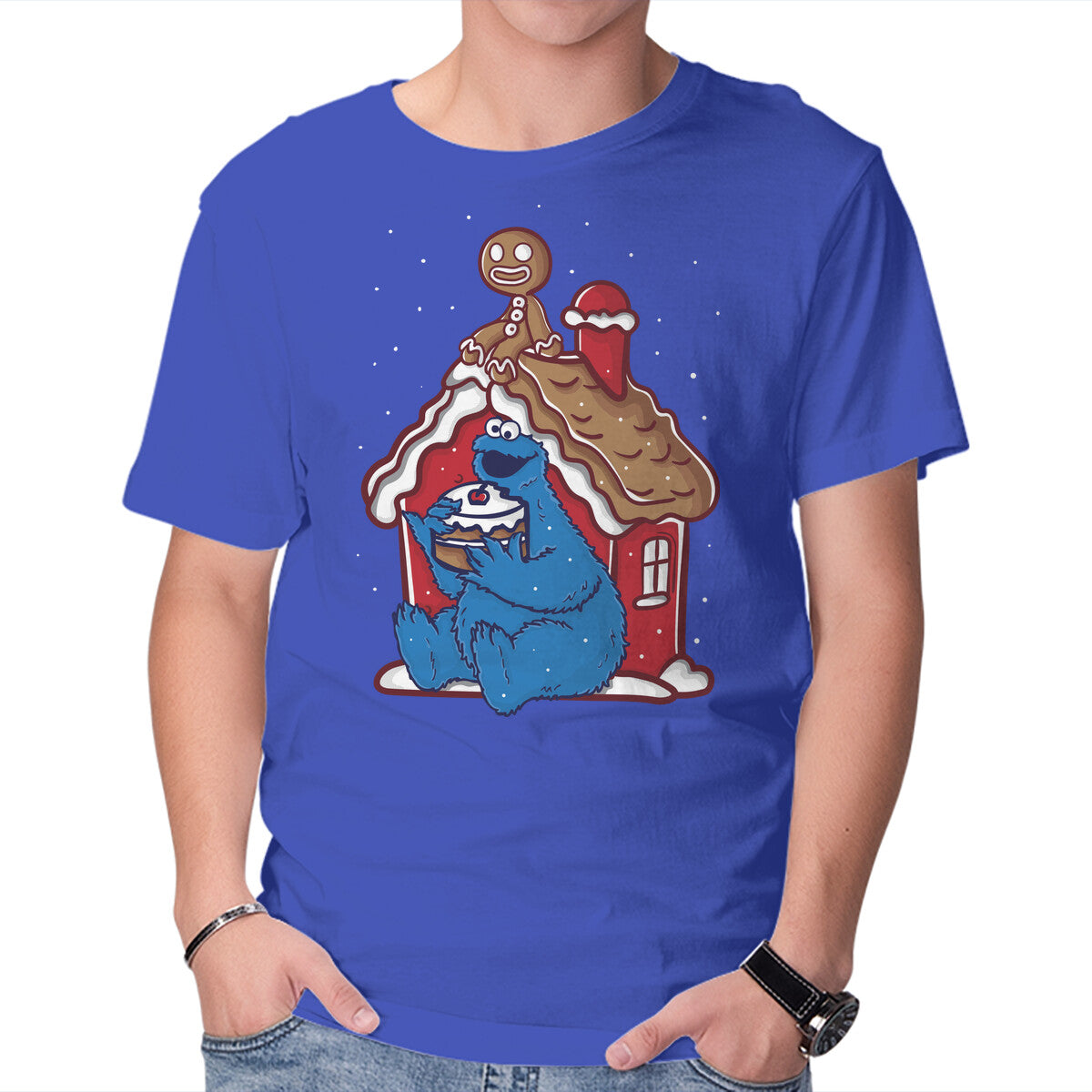 Unisex Crew Neck T-Shirt Gingerbread s House Graphic Short Sleeve Casual Tee XXXXL