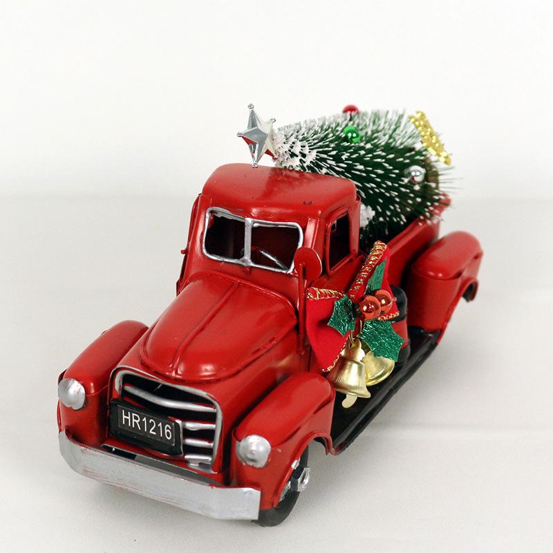 Vintage red truck decoration ornament Christmas decoration gift made of red metal truck