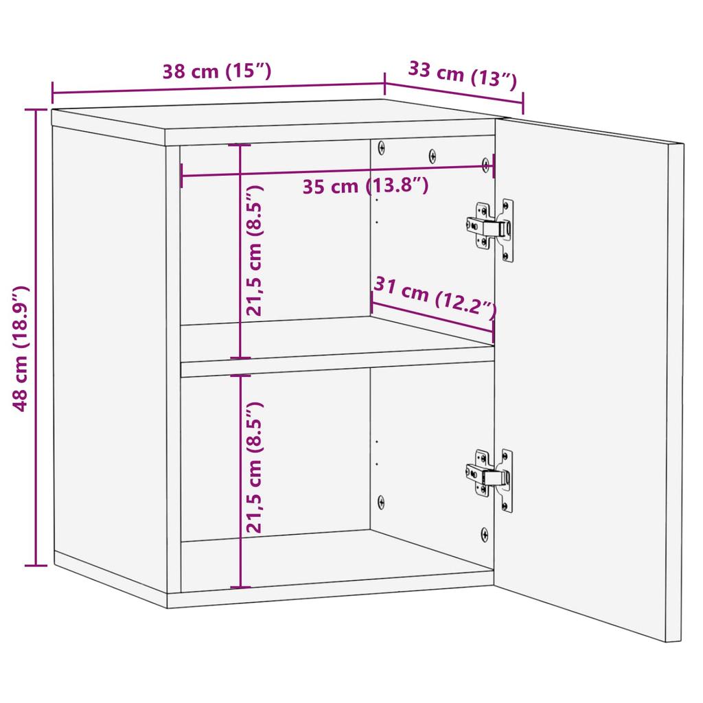 Hanging Cabinet Multicolored 38 X 33.5 X 48 Cm Solid Mango Wood