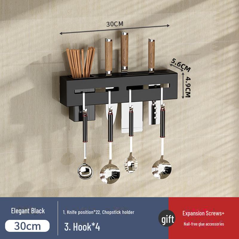 Stainless Steel Wall-Mounted Knife Holder & Chopstick Tube