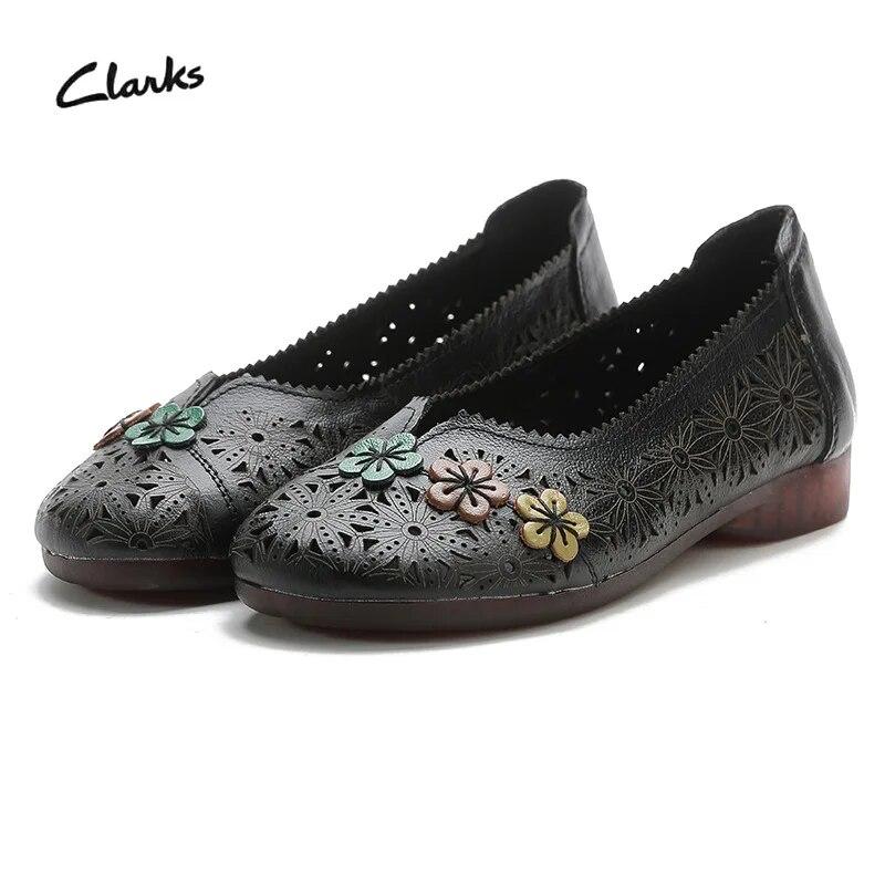 Johnature Versatile Flat Sandals Ethnic Style Genuine Leather Soft Sole Hollow Breathable Women's Shoes