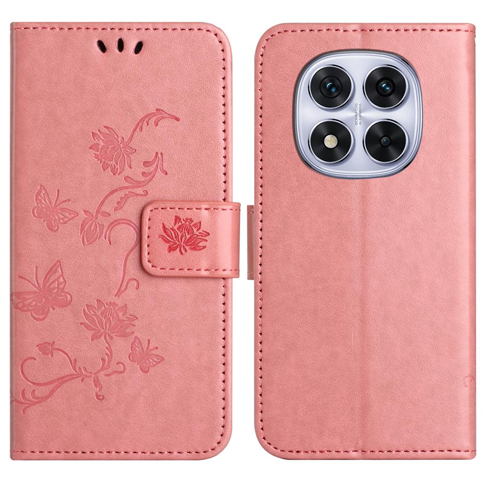 For Xiaomi Redmi Note 14 Pro+ 5G/Note 14 Pro 5G/Poco X7 5G Case Wallet Stand Imprinted Butterfly Flower PU Leather Phone Cover