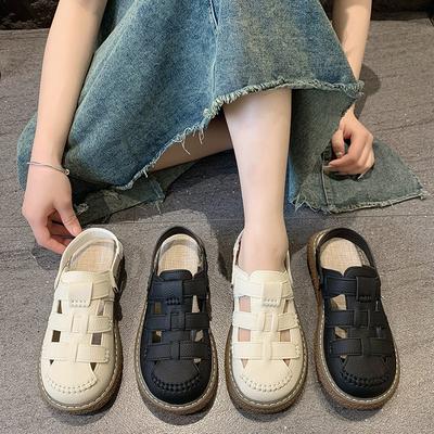 Baotou Sandals Women's New Summer Hole Shoes Two Wear Platform Half Slippers Beach Roman Sandals Durable