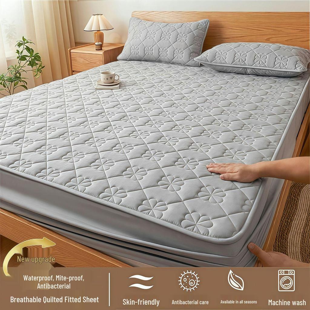 Wodoodporny Pikowany Ochraniacz na Materac Klasy A - Łóżko Podwójne, Oddychająca i Odporna na Wilgoć Narzuta