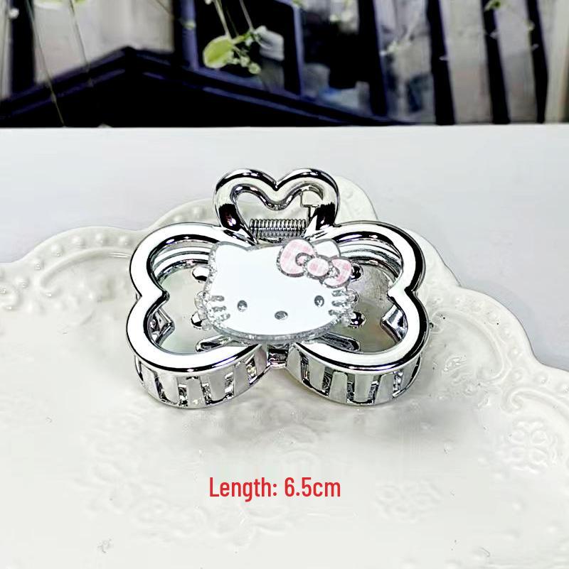 Милая заколка для волос KT Cat серебристого цвета - корейский краб для пучка для густых волос