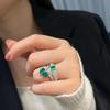 Imitation Emerald Ring, Female Luxury Full Of Diamonds, High Sense, Cold Wind Temperament, Water Drop Square Zircon Ring