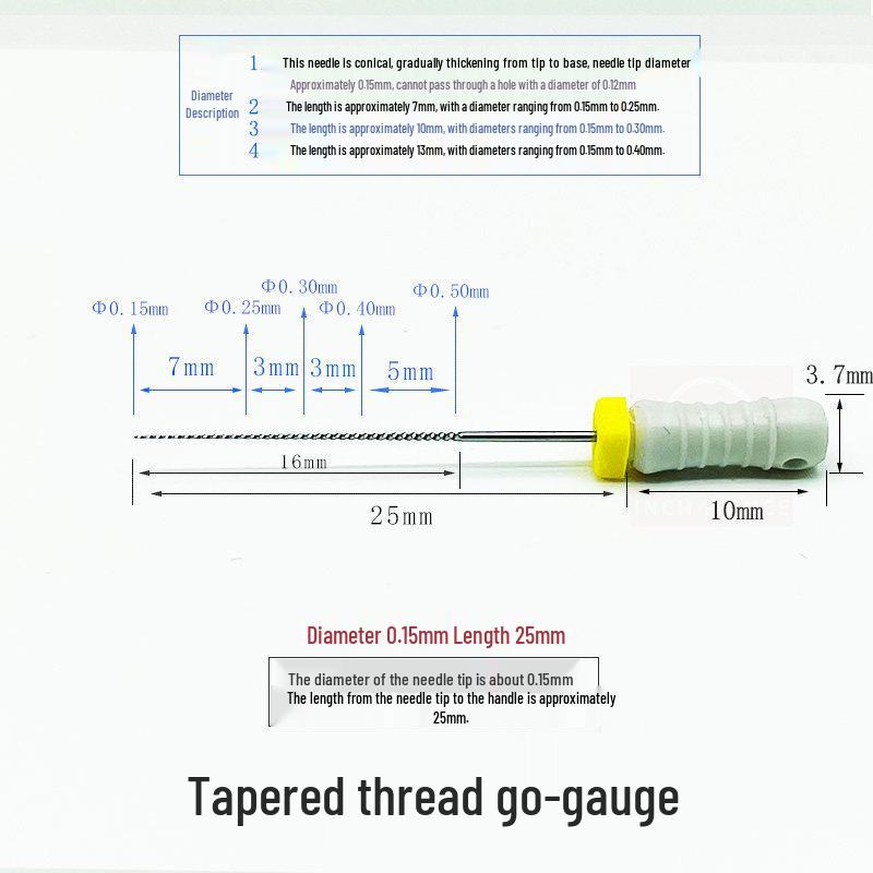 Threaded 0.05mm Ultra-Fine Steel Nozzle Cleaning Needle for Go-No-Go Gauge Valve
