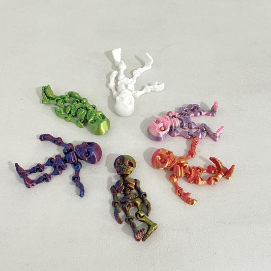 5Pcs/Set Human Skeleton Ornament Mini Halloween Skeleton Figurine with Movable Joints Poseable Articulated Skeleton Decoration