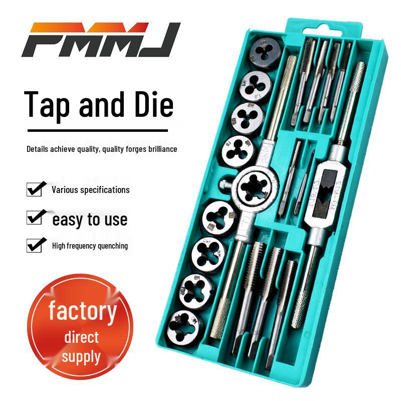 Manual Tap and Die Set: Tapping Drill Bits & Wrench Kit M3-M30