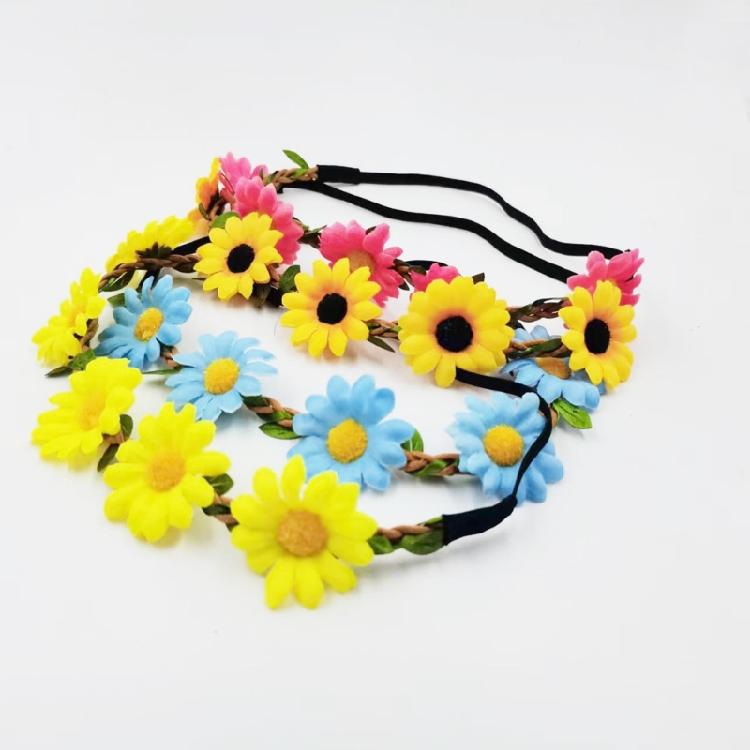 Daisy Floral Wreath Elastic Headband Decorative Flower Headpiece Headwear For Home Decoration Or Festival Celebrations