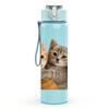 1PC Two Kittens Hugging Each Other 750ml Color Plastic Sports Water Bottle Leakproof Flip Straw Lid Suitable for Sports Office Home Use