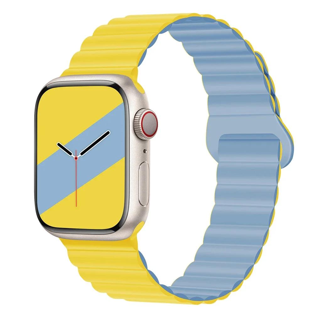 Magnetyczny Pasek Silikonowy Sportowy Bransoletki Do Apple Watch 41mm 42mm 44mm 45mm 46mm 49mm iWatch Seria 11 10 9 8 7 6 5 4se