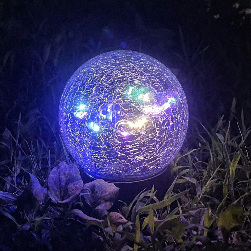 Solar Crackle Glass Stake Light - Outdoor Hanging Courtyard Decoration, Creative Mason Jar Light for Christmas