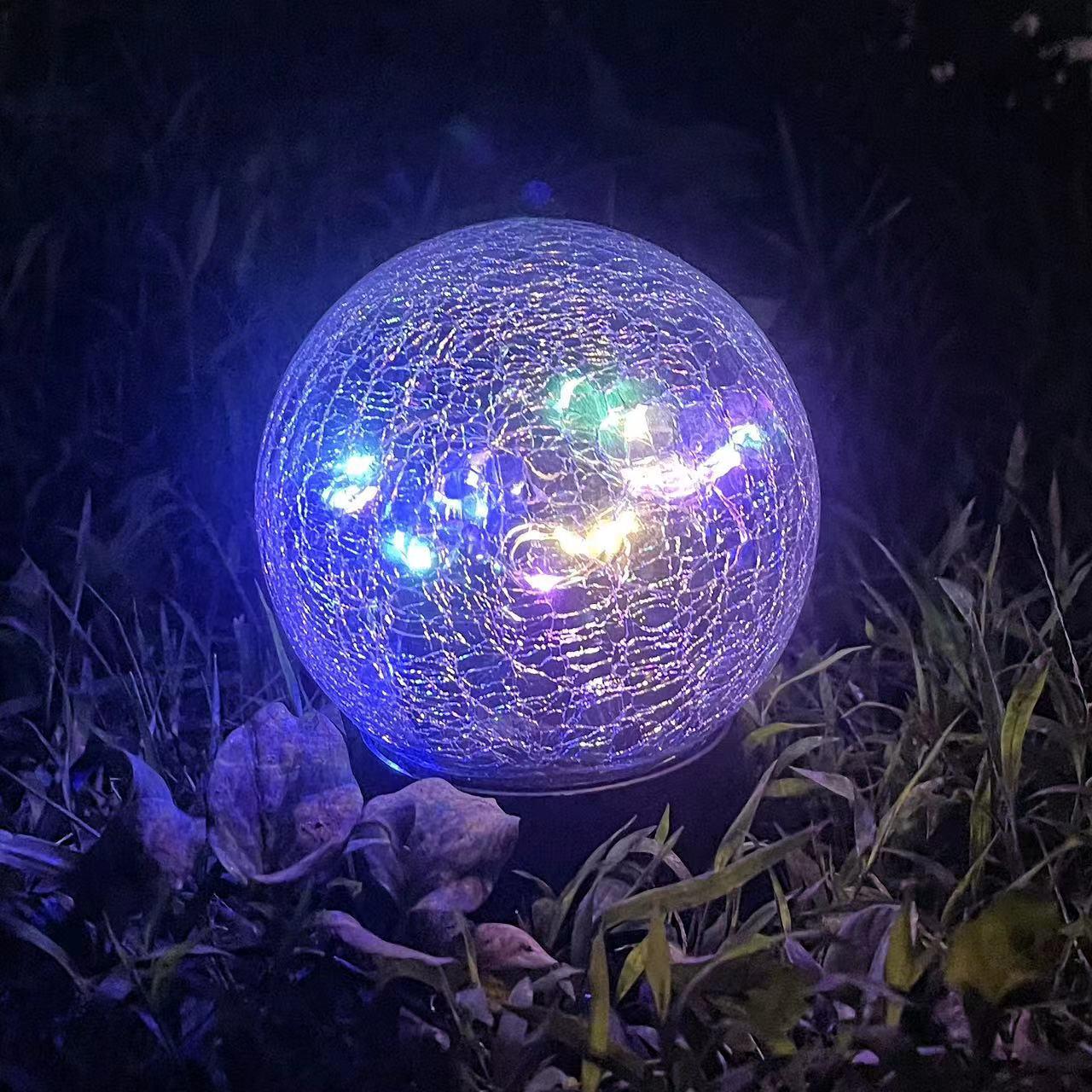 

Solar Crackle Glass Stake Light - Outdoor Hanging Courtyard Decoration, Creative Mason Jar Light for Christmas