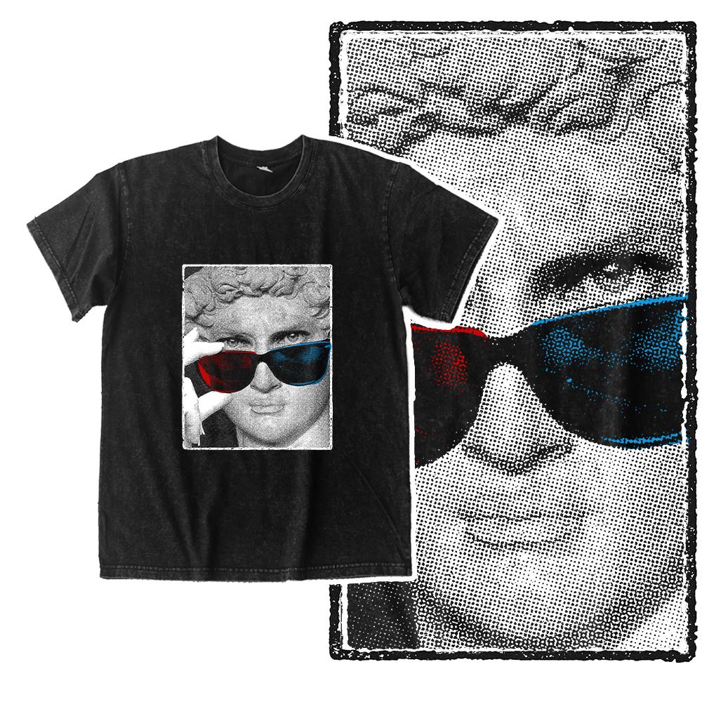 Michelangelo David Graphic T Shirt Men Vintage Washed Tee 100% Cotton Classical Art Streetwear Shirt