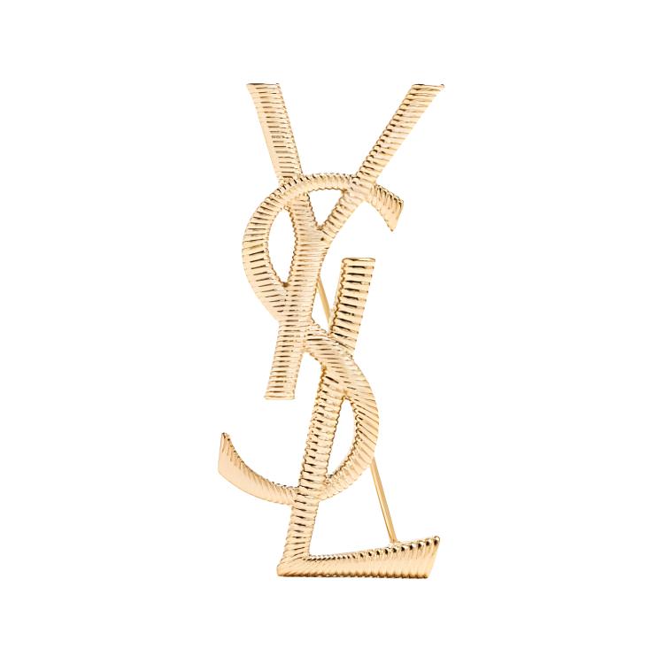 Saint Laurent Cassandre Pevný design Kovová brož Dámské doplňky Zlatá 804317Y15008030