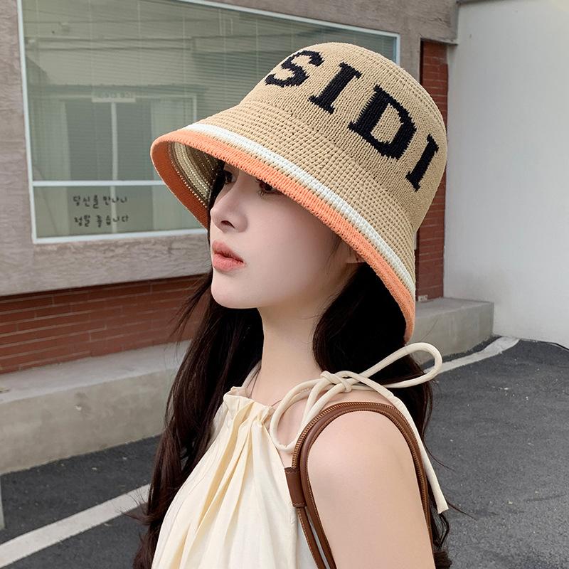 New Summer Hat for Women Knitted Fisherman Hat Sun Protection Sun Hat Summer Breathable Face showing Hat