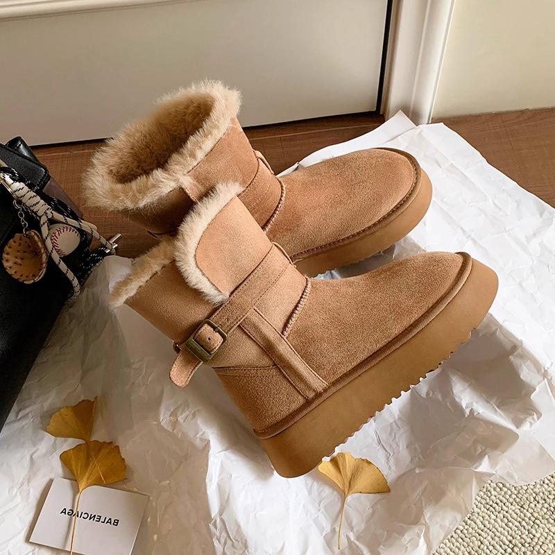 Ruoji @2025 new autumn and winter gray long snow boots winter thick-soled boots thickened non-slip Northeast cotton shoes