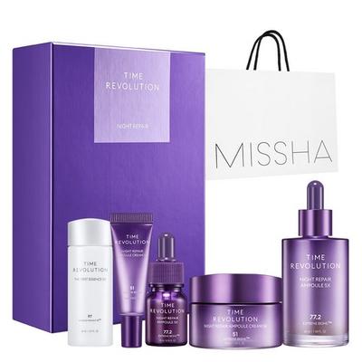 Time Revolution Night Repair 5X Geschenkset Night Repair Ampulle und Creme 5X, The First Essence 5X für jugendliche, strahlende Haut