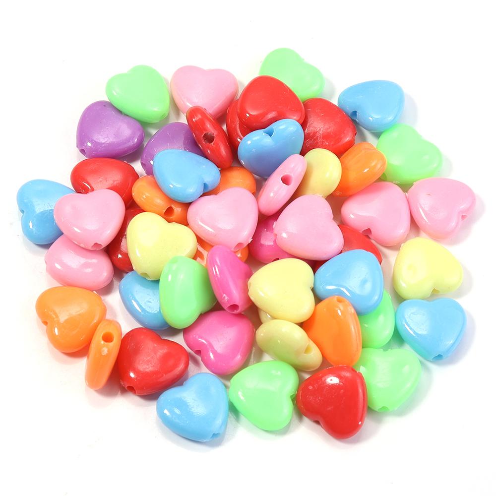 50pcs Candy Color Heart Acrylic Beads Loose Spacer Beads For Jewelry Making DIY Bracelet Necklace Phone Key Chain Accessories
