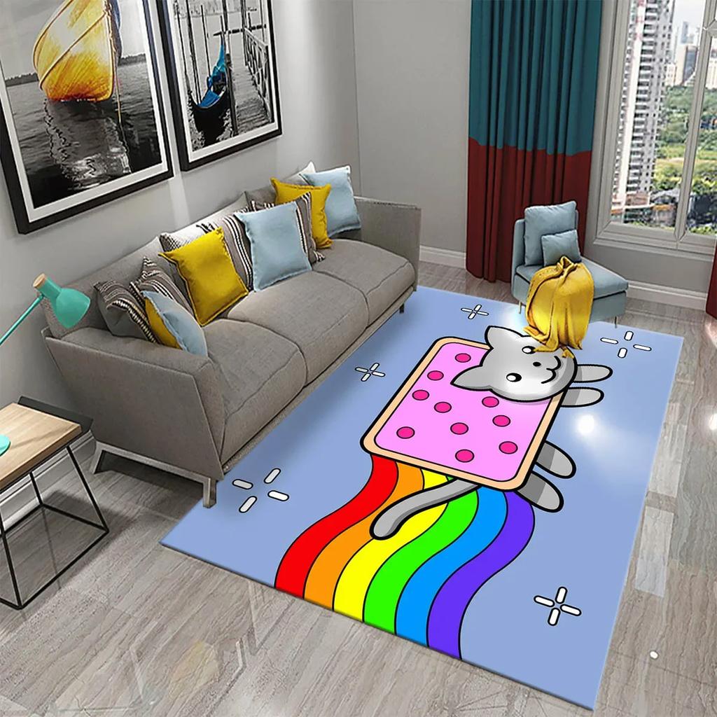 Cartoon Animal Cute Cat Pattern Carpet King Size Home Decor Bedroom Living Room Bathroom Household Floor Mat Non-slip Carpets