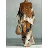 New round neck bat sleeve printed loose set bohemian lazy casual two-piece set