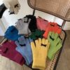 Koreanische Niedliche Schleifenhandschuhe für Damen, um im Winter warm zu halten und mit Touchscreen zu fahren, Neue Fünffingerhandschuhe