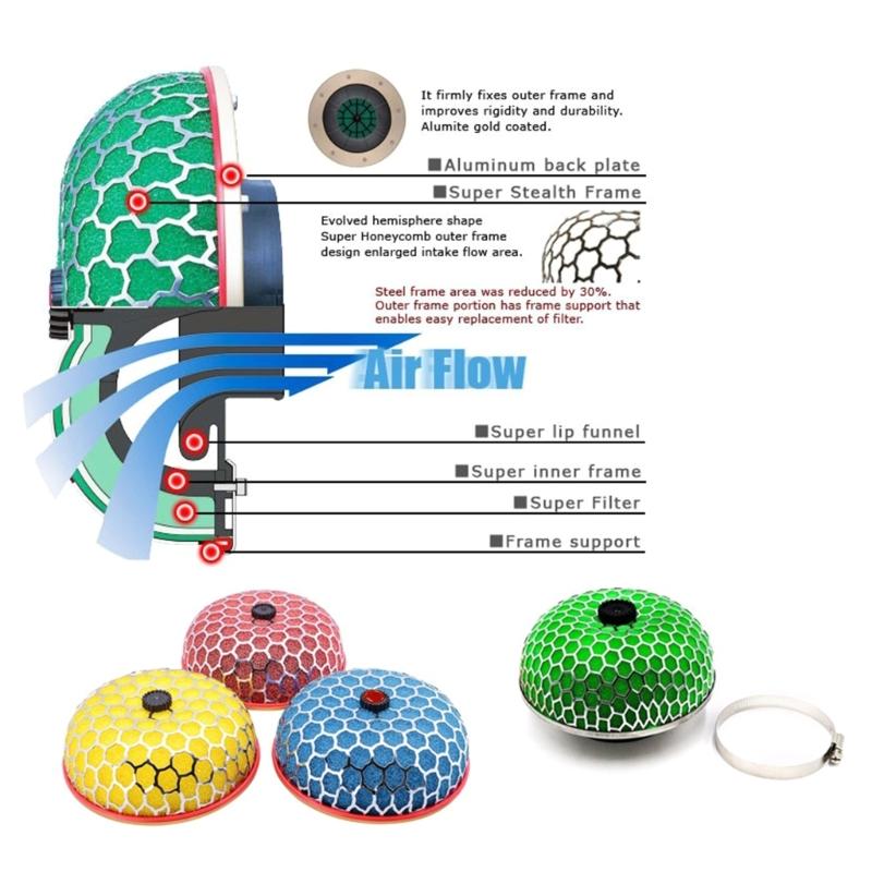 Mushroom Head Air Filter Cone Intake Filter 60mm Car Sponge Airfilter Universal High Flow Air Intake Filter Cleaner Foam