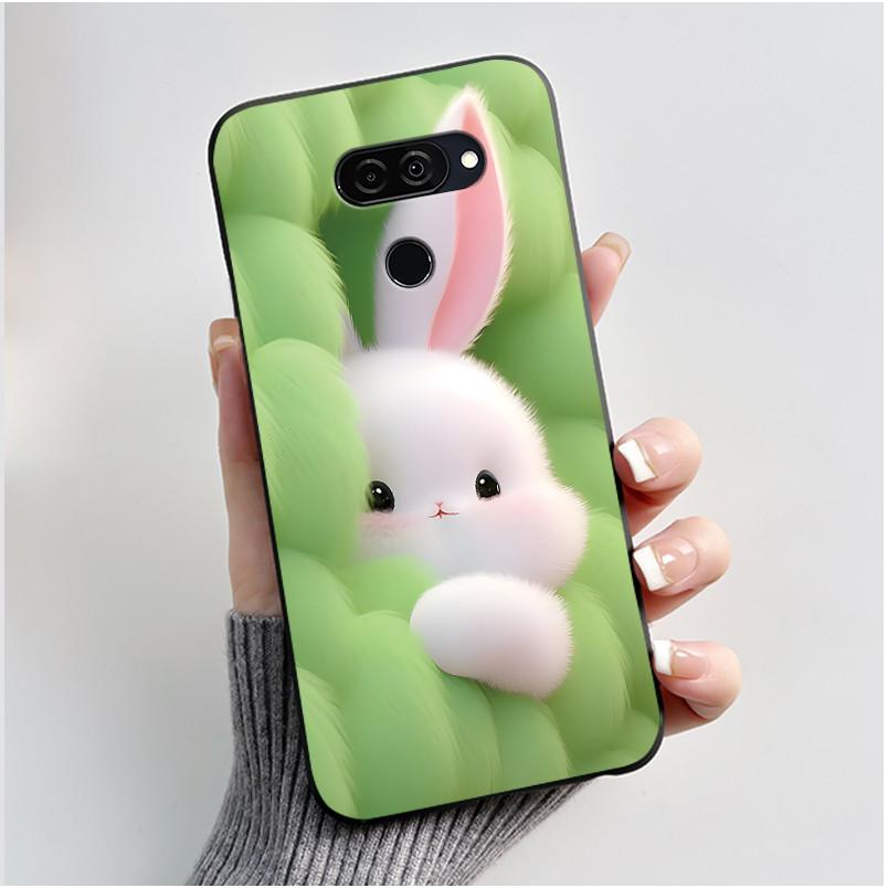 Case For LG Q70 Casing LM-Q730N Luxury Cute Love Rabbit Funny Ultra Slim TPU Black Silicone Soft Cover For LGQ70 Q 70 Phone Case